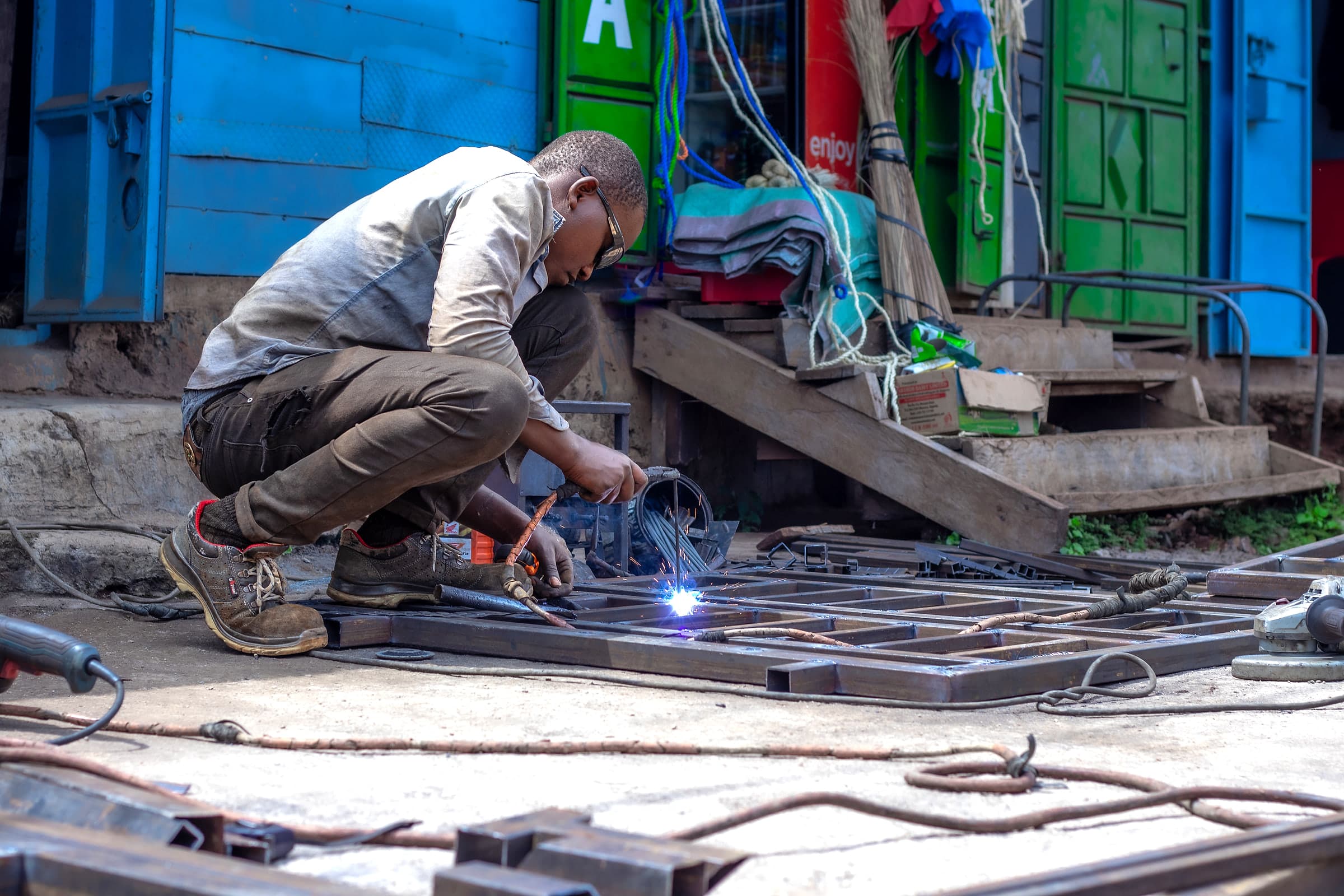 Arc Welding a Gate Frame