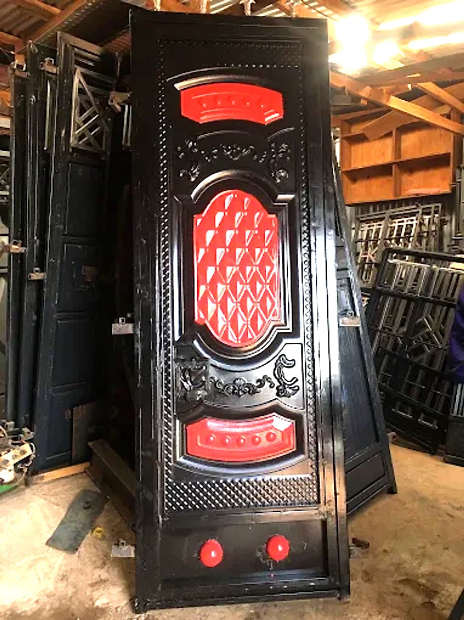 Black & Red Quilted Panel Door