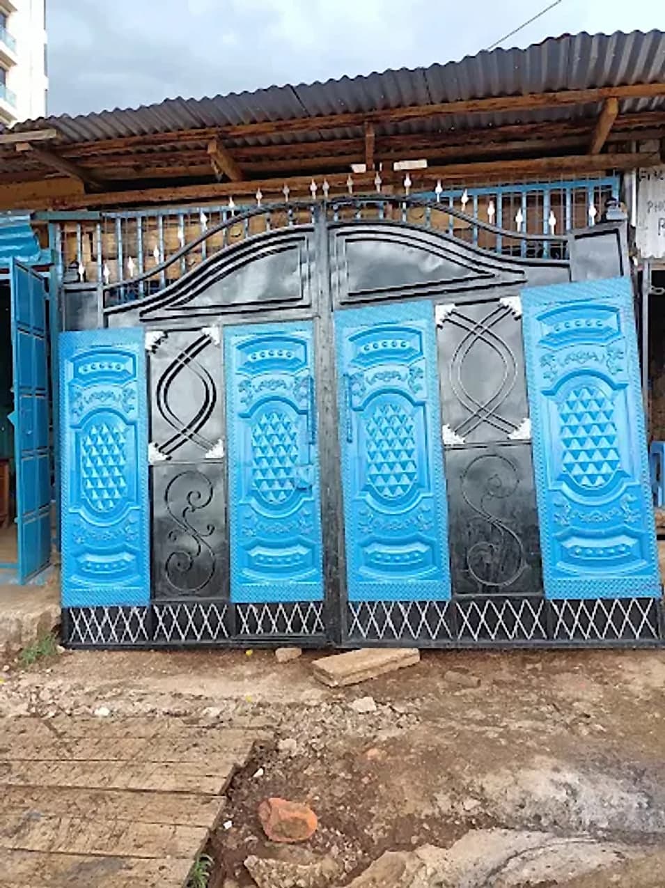 Blue & Black Ornate Compound Gate