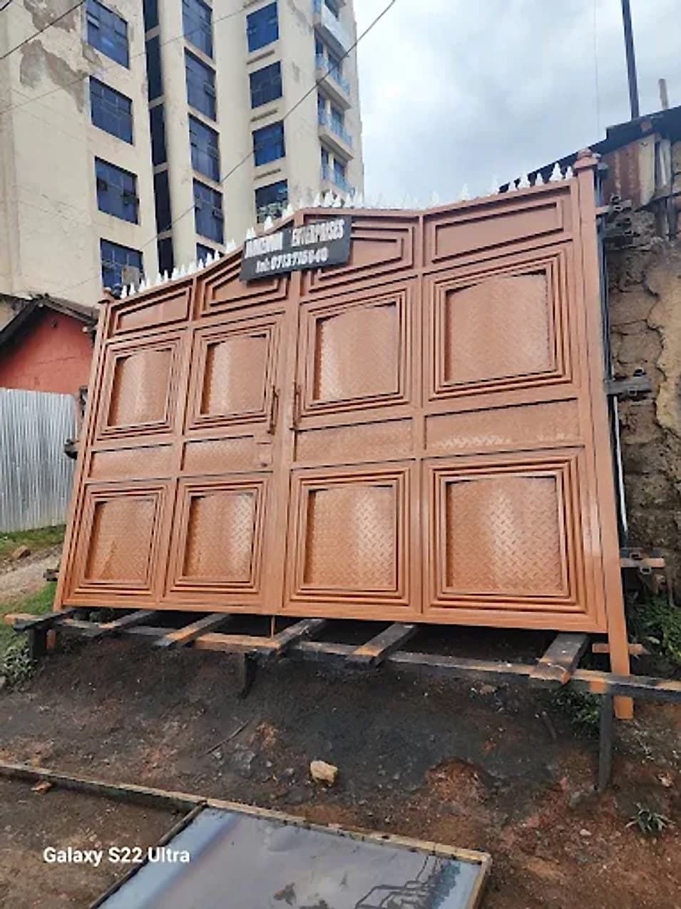 Copper-Brown Panelled Compound Gate