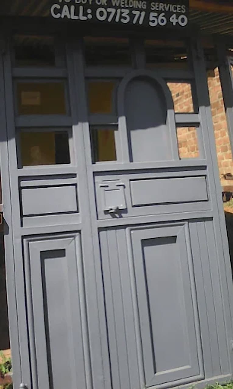 Grey Double Door with Fanlight and Sidelights