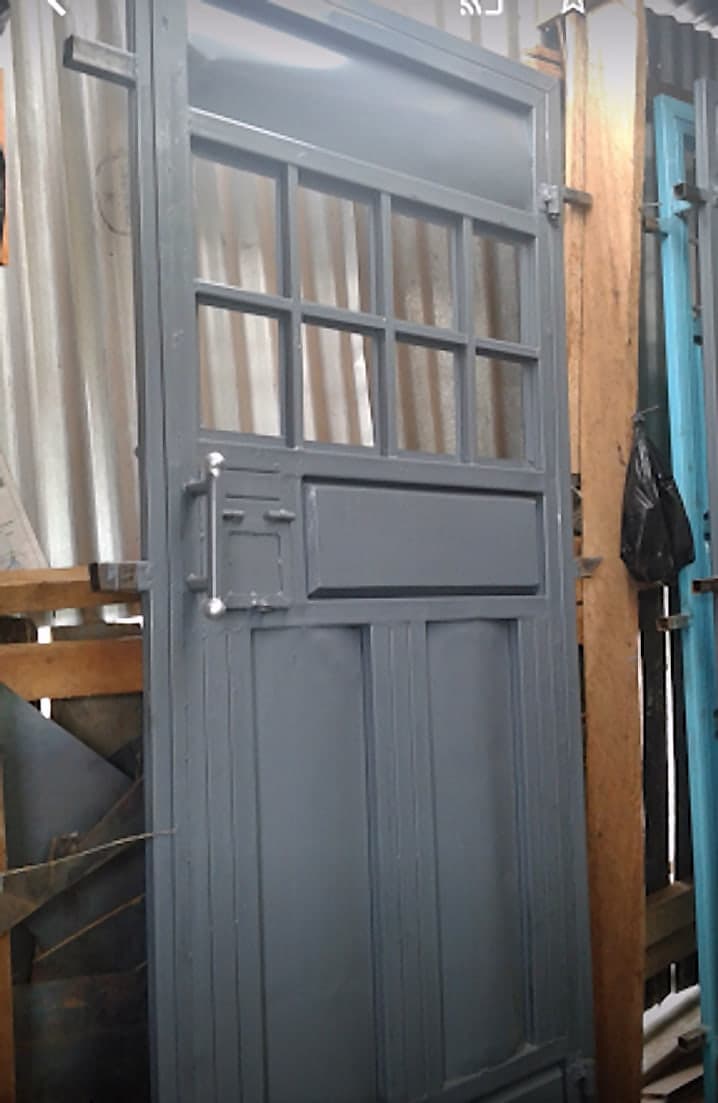 Grey Glazed Cottage Door, Installed
