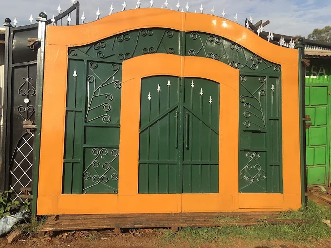 Orange & Green Arched Gate, Installed
