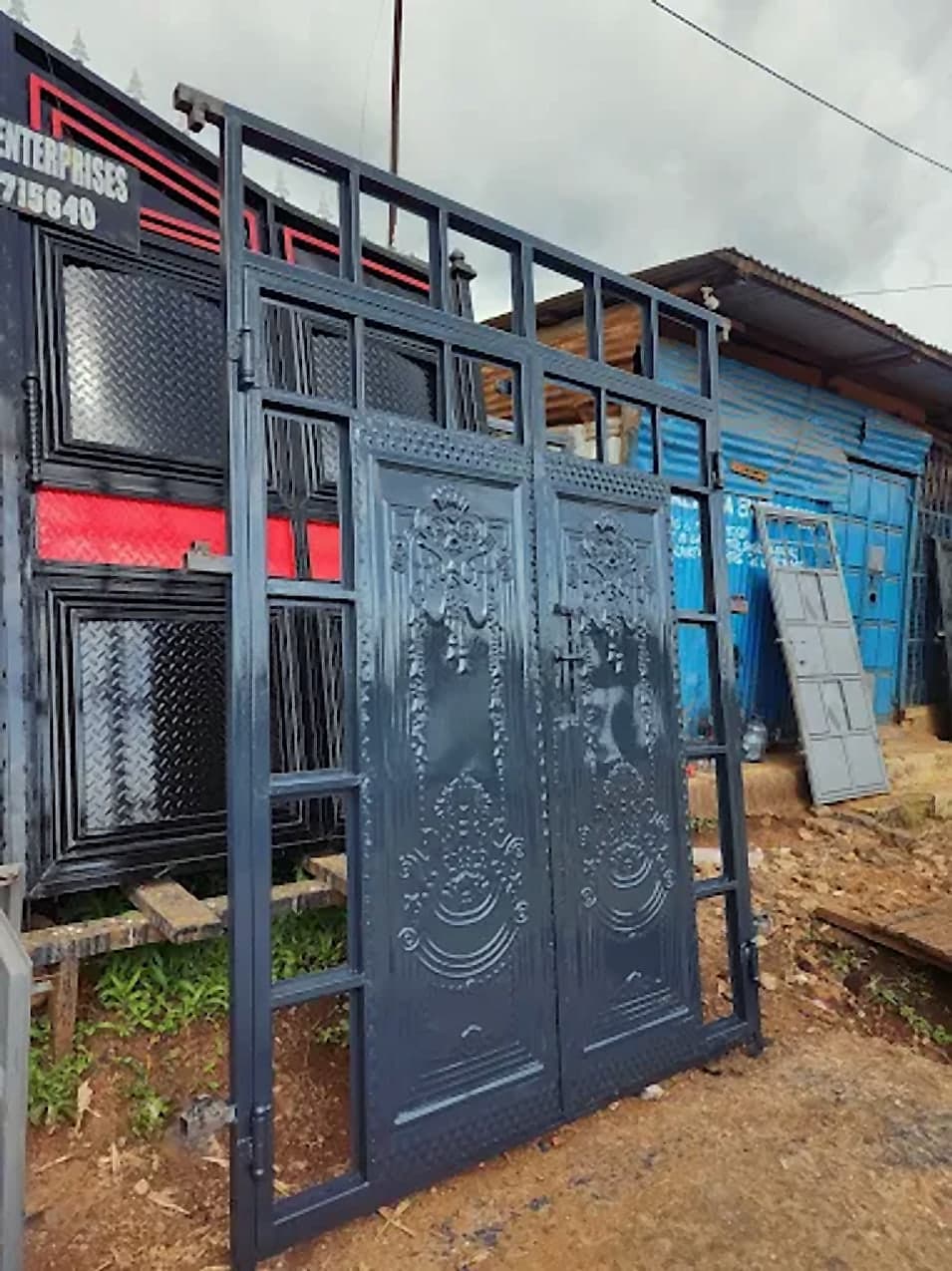 Ornate Double Door in Steel Frame