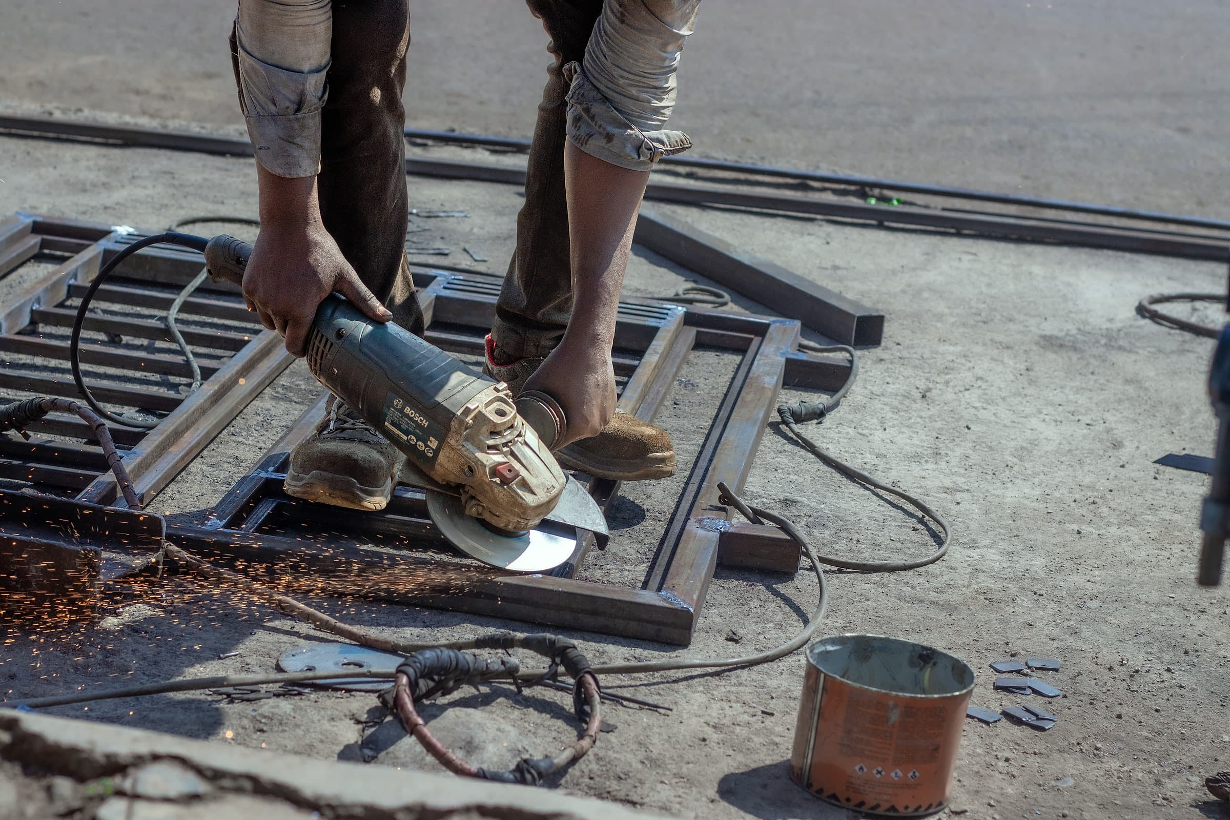 Sparks from the Cut-Off Wheel
