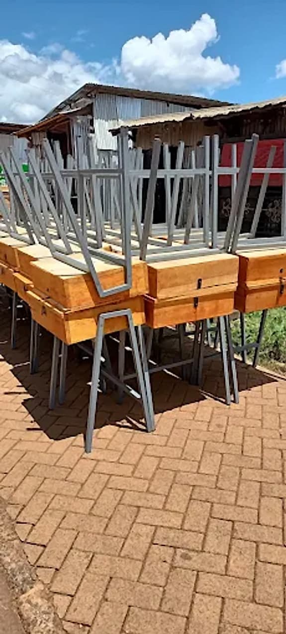 Timber-Top Desks Stacked