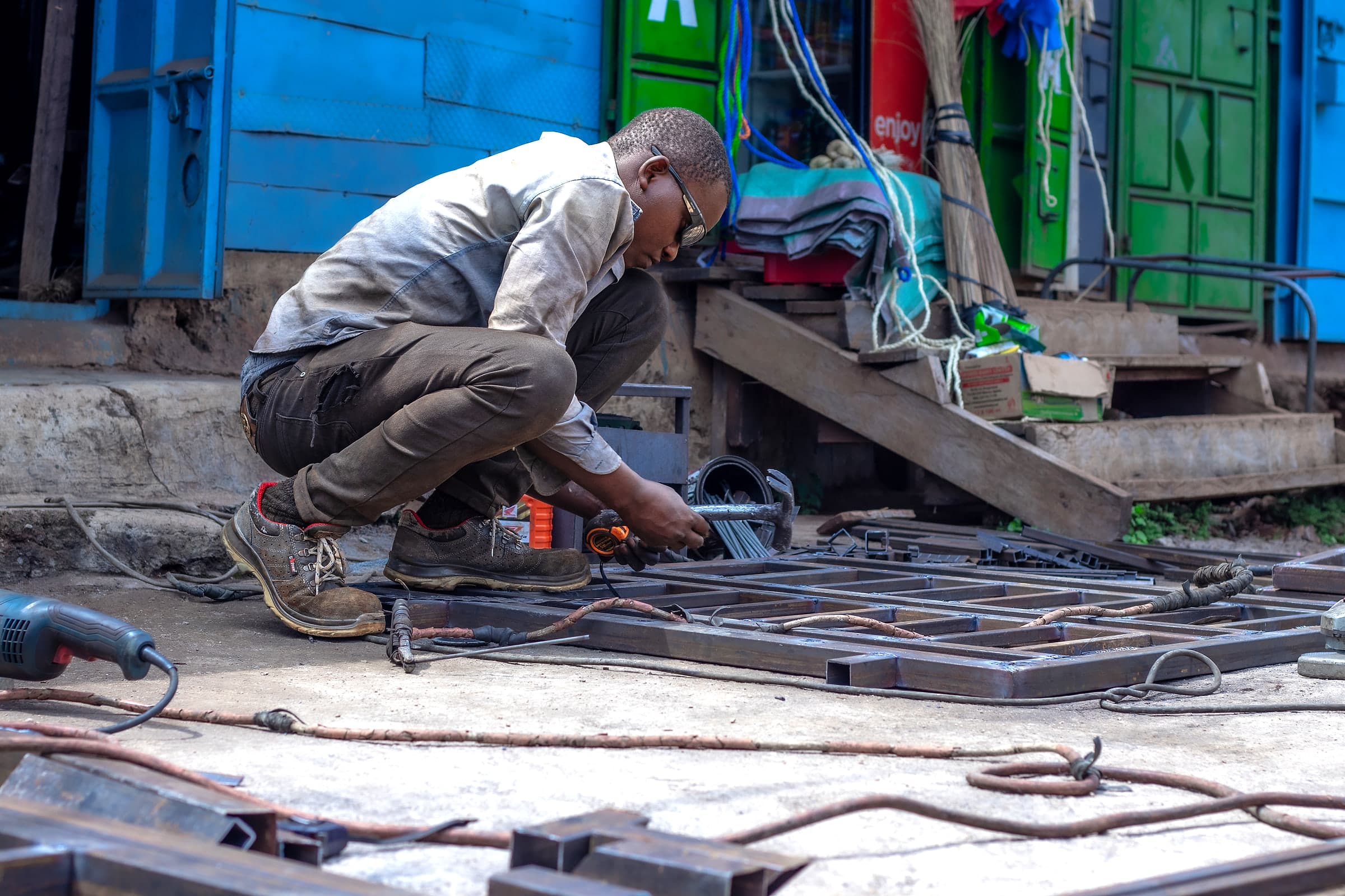 Welding at the Roadside Bench