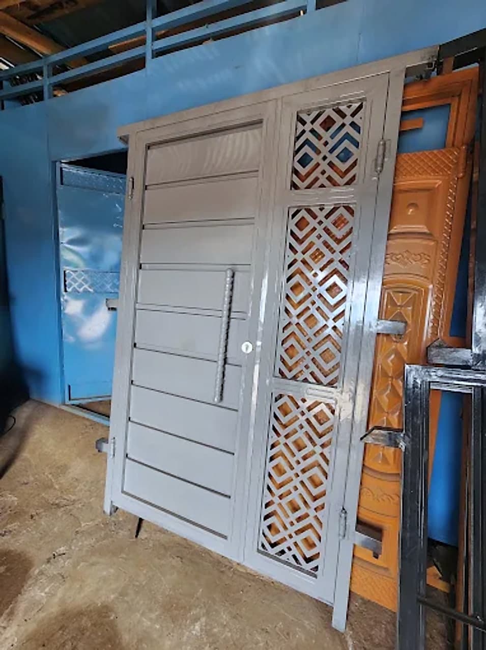 White Door with Lattice Side Panel