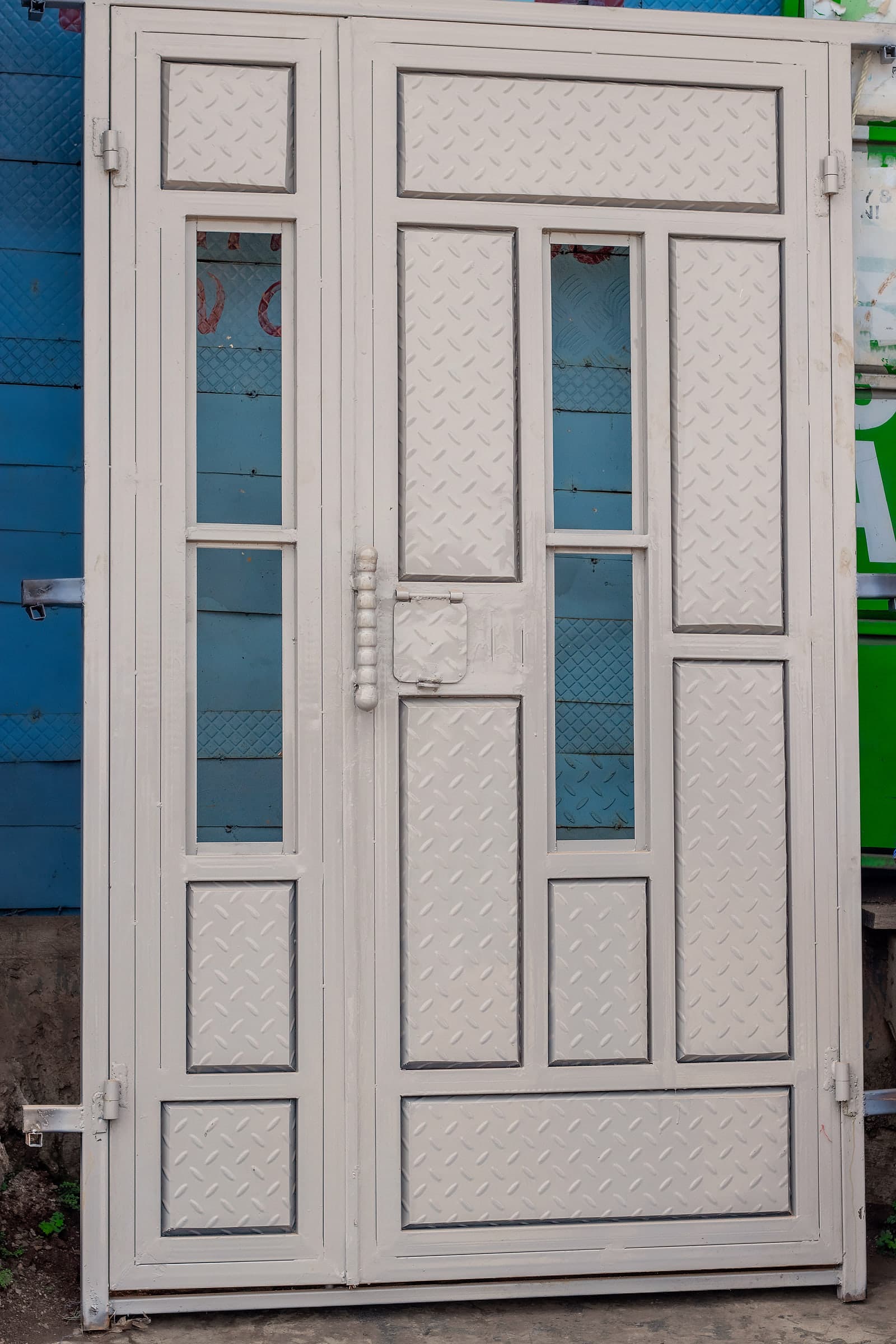 White Double Entrance Door with Glazed Sidelights